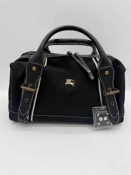 Burberry Handbags - Burberry London Blue Label Black Canvas Leather Mini Boston Duffle Handbag⁠